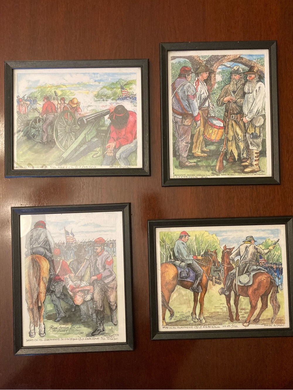 Set of 4 American Civil War Style Prints by D A Waterhouse number and signed